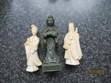 3 ZELDZAME OUDE CHINESE/JAPANSE BEELDJES-KUNSTHARS ? beschikbaar voor biedingen