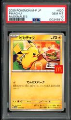 Pikachu [Big Mac McDonalds] PSA 10 - M-P 020 Japanese Promo, Ophalen of Verzenden, Zo goed als nieuw, Losse kaart