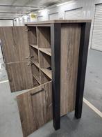 Vitrinekast Kai - Donkerbruin Eiken, Huis en Inrichting, Ophalen, 100 tot 150 cm, Eikenhout, Zo goed als nieuw