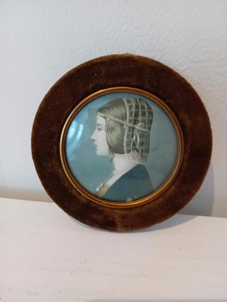 Vintage Fotolijstje met afbeelding - Brocante Stijl, Antiek en Kunst, Kunst | Overige Kunst, Ophalen of Verzenden