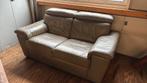 Groen/grijze leren 2 persoonsbank, Huis en Inrichting, Banken | Bankstellen, Ophalen, Gebruikt, 150 tot 200 cm, Tweepersoons