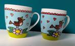2 Babette Harms bekers vogel bloemen blauw, Huis en Inrichting, Keuken | Servies, Ophalen of Verzenden, Zo goed als nieuw, Overige stijlen