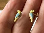 Zilveren vergulde oorbellen emaille papegaai, Sieraden, Tassen en Uiterlijk, Oorbellen, Verzenden, Zo goed als nieuw, Knopjes of Stekers