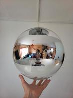 Hanglamp globe glas en chroom, Ophalen, Zo goed als nieuw, Glas, Minder dan 50 cm