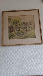 Schilderij Dorpsgezicht, Antiek en Kunst, Kunst | Schilderijen | Klassiek, Ophalen of Verzenden