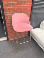 4 stuks roze barkruk met gouden poten te koop, Huis en Inrichting, Barkrukken, Ophalen, Met voetsteun, Zo goed als nieuw, 90 cm of meer