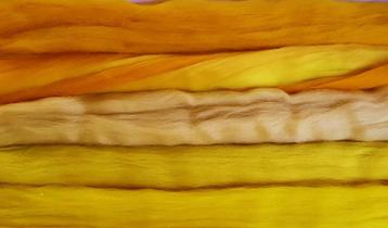 Geel variatie, merino lontwol, assorti 5 kleuren beschikbaar voor biedingen