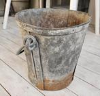 Grote zware antieke zinken emmer, Ophalen of Verzenden