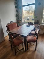 Vintage Eettafel Set met Bankje - Unieke Stijl!, Ophalen, Gebruikt, Vintage, Koloniaal, Louis XIV, 4 tot 6 stoelen