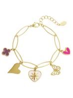 Bedelarmband lovely butterfly - goud, Sieraden, Tassen en Uiterlijk, Armbanden, Goud, Goud, Ophalen of Verzenden