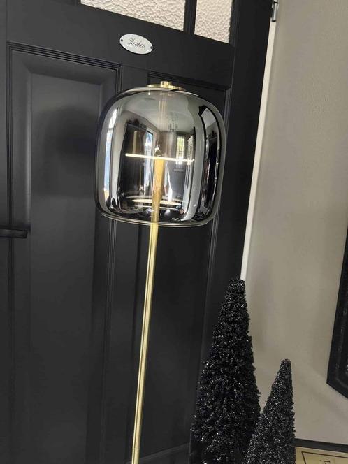 Vloerlamp smokey glas goud | Nieuw, Huis en Inrichting, Lampen | Vloerlampen, Nieuw, 100 tot 150 cm, Glas, Ophalen of Verzenden