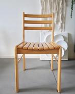 Geweldige set (4) Vintage Design houten latten STOELEN, Ophalen, Gebruikt, Bruin, Vintage beeche chairs latten stoelen lattenstoelen