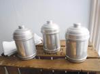 3 aluminium keuken voorraadbussen met unieke koepeldeksels, Ophalen of Verzenden