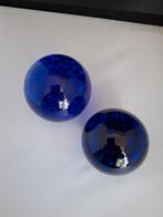 2 Blauwe Glas Spijkerbollen - Perspapier, Ophalen of Verzenden