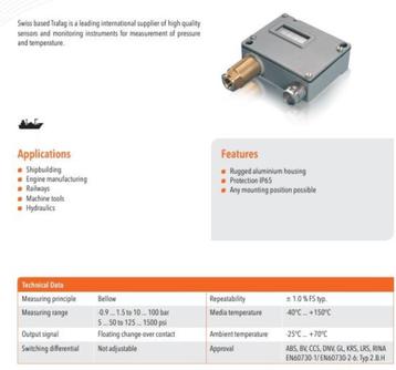 Drukschakelaar /prestostaat TRAFAG 0-6 bar 250V / 24V beschikbaar voor biedingen