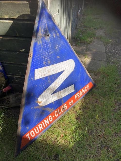 Emaille verkeersbord, oud Frans, Verzamelen, Automerken, Motoren en Formule 1, Gebruikt, Auto's, Ophalen