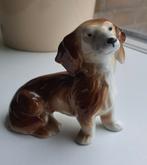Vintage porseleinen hond – teckel / spaniel, Verzamelen, Beelden en Beeldjes, Ophalen of Verzenden, Zo goed als nieuw, Dier