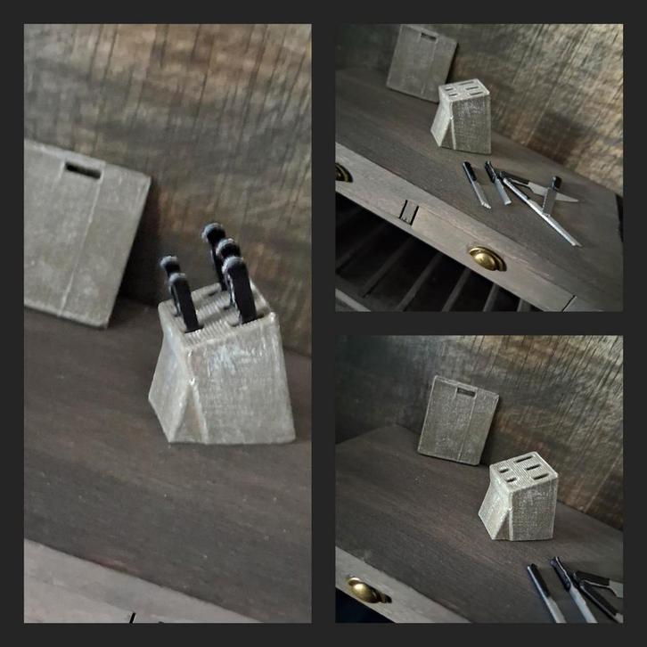 Sober Old Look messenblok snijplank miniatuur poppenhuis ️❤️, Verzamelen, Poppenhuizen en Toebehoren, Nieuw, Poppenhuis, Ophalen of Verzenden