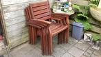 Massiefe houten tuinset., Ophalen, 4 zitplaatsen, Gebruikt, Eettafel