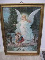 Guardian Angel oude ingelijste afbeelding vintage retro, Antiek en Kunst, Curiosa en Brocante, Ophalen of Verzenden