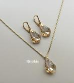 Set ketting oorbellen Swarovski kristal NIEUW goud zilver, Nieuw, Ophalen of Verzenden, Met kristal, Goud