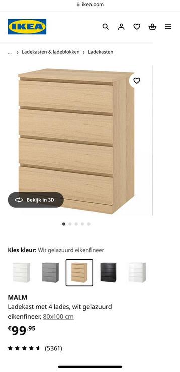 1x Malm ladenkast in goede conditie (topblad wel verkleurd) - afbeelding 4