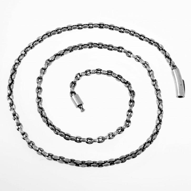 67cm 4,5mm Ketting Mat Zilverkleur Antiek Staal Koffieboon, Sieraden, Tassen en Uiterlijk, Kettingen, Nieuw, Overige materialen