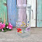 Glazen waterkan wilde bloemen Italy sapkan bloemetjes, Ophalen of Verzenden, Gebruikt