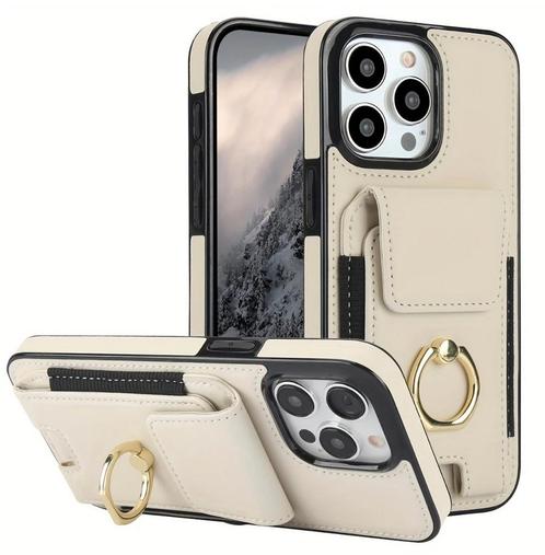 Leren hoes voor iPhone 14 Pro  met kaarthouder en ring, Telecommunicatie, Mobiele telefoons | Hoesjes en Frontjes | Apple iPhone