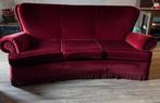Rode velours 3 zits bank met franje afwerking, Ophalen, Minder dan 75 cm, 150 tot 200 cm, Driepersoons
