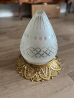 Franse plafonniere goud  geslepen glas, Ophalen, Gebruikt, Glas