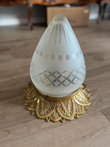 Franse plafonniere goud  geslepen glas beschikbaar voor biedingen