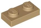 Lego plaatjes/ plates 1x2 donker tan 10 stuks, Ophalen of Verzenden, Zo goed als nieuw, Losse stenen, Lego