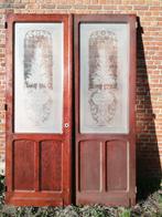 235,5hx161br Dubbele deur met bijzonder mooi ge-etst glas, Doe-het-zelf en Verbouw, Deuren en Horren, 215 cm of meer, Vouwdeur