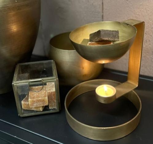 Geurbrander -wax/blokjes-metaal goud- Landelijk, Huis en Inrichting, Woonaccessoires | Kandelaars en Kaarsen, Nieuw, Kandelaar