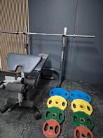 Complete homegym met 120kg olympische halterset, Ophalen, Zo goed als nieuw, Benen, Halterset