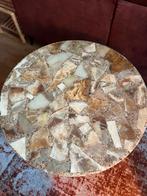 Marmeren salontafel met koperen details, Ophalen, Minder dan 55 cm, Gebruikt, Rond