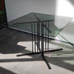 Vintage eettafel glas metaal, Ophalen, Gebruikt, 50 tot 100 cm, 50 tot 100 cm