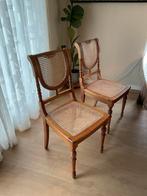 Rotan set van 6 vintage houten stoelen met rieten zitting, Huis en Inrichting, Stoelen, Ophalen