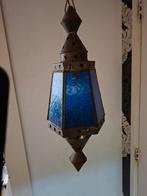 Marrakech,hanglamp koper en blauw glas., Huis en Inrichting, Lampen | Hanglampen, Gebruikt, Vintage, Ophalen of Verzenden, Glas