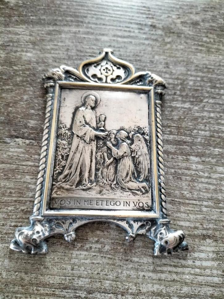 Antieke Zilveren  religieuze muur plaquette., Antiek en Kunst, Antiek | Religie, Verzenden