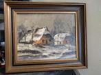 Vintage schilderij,schilderijtje winterlandschap, Ophalen of Verzenden