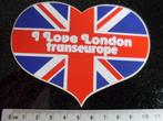 sticker i love london transeurope uk england engeland vlag, Verzenden, Zo goed als nieuw, Bedrijf of Vereniging