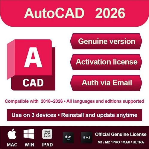 Autodesk AutoCad 3 Jaar 2026 + ChatGpt 4.5 Plus, Computers en Software, Office-software, Zo goed als nieuw, Windows, Ophalen of Verzenden
