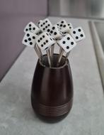 Vintage cocktailvorkjes (10 stuks) in potje - dobbelstenen, Antiek en Kunst, Ophalen of Verzenden