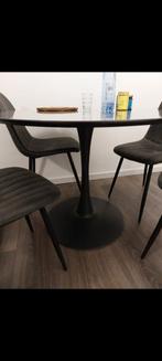 Ronde eettafel ringsted zwart 100cm diameter, Huis en Inrichting, Ophalen, Gebruikt, Rond, Glas