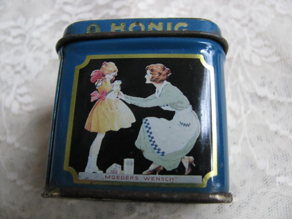 Brocante Klein HONIG Blikje - Moeders Wens 4.5 cm, Verzenden