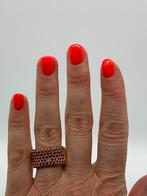 X685 Prachtige zilveren ring goudkleur roze saffier maat 19, Sieraden, Tassen en Uiterlijk, Ringen, 19 tot 20, Ophalen of Verzenden