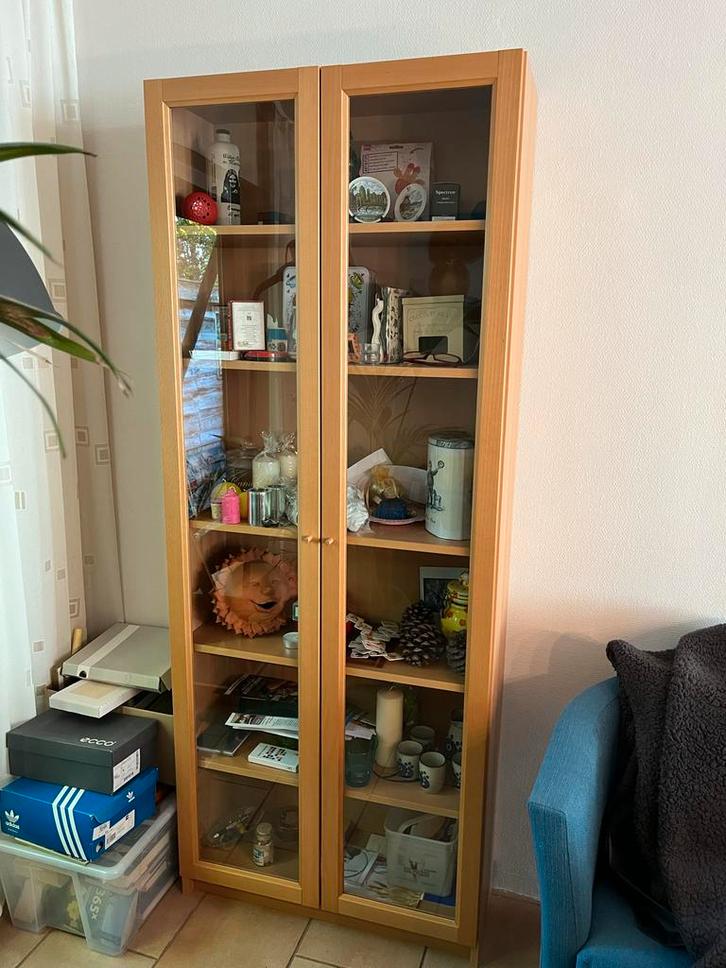 Mooie Vitrinekast met Glazen Deuren, Huis en Inrichting, Kasten | Boekenkasten, Zo goed als nieuw, 50 tot 100 cm, 150 tot 200 cm