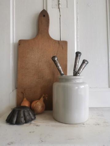 Brocante gres potje - mosterd potje beschikbaar voor biedingen